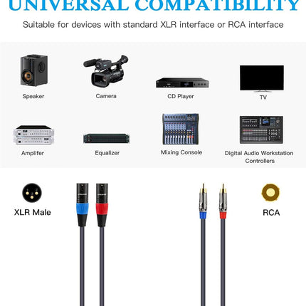 JOLGOO RCA to XLR HiFi Audio Cable - 2 RCA to 2 XLR, 3.3 Feet, 4N OFC Wire for Amplifier, Mixer, Microphone