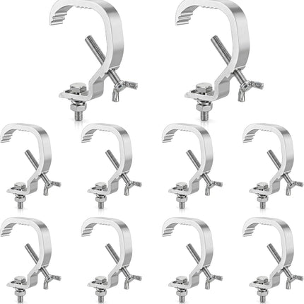 10 Pack Truss C Clamps, Aluminum Alloy Stage Light Clamp Hook, 55LB Load Capacity C-Clamp Fits 30-50mm OD Tube/Pipe, for DJ Par Lights, Spot Lights & Stage Lighting