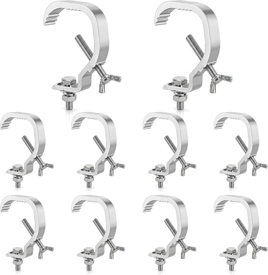 10 Pack Truss C Clamps, Aluminum Alloy Stage Light Clamp Hook, 55LB Load Capacity C-Clamp Fits 30-50mm OD Tube/Pipe