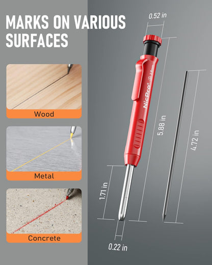 Carpenter Pencil with Sharpener, Mechanical Pencils Set with 26 Refills, Deep Hole Marker for - photo 4