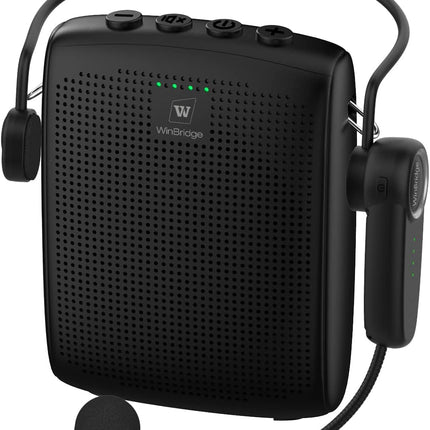 WinBridge Voice Amplifier with Bluetooth, Portable Speaker and Microphone Set, Wireless Mic Headset Speaker for Teachers, Tour Guide, Public Speaking, Fitness Instructors, Features Mute, 15W WB002