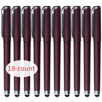 Black Gel Ink Rollerball Pens 0.7mm 2-in-1 Stylus Pens, 18 Pack-Dark red