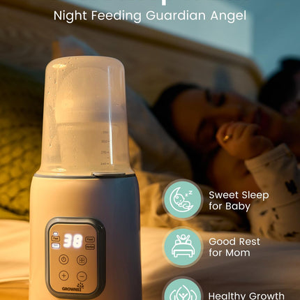 Bottle Warmer, Grownsy 8-in-1 Fast Baby Bottle Warmer with Timer, Safe for Breastmilk Nutrients, Accurate Temperature Control, with Defrost, Sterili-zing, Keep Warm, Heats Baby Food & Bottles