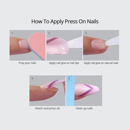 Press On Nails, Short Almond Pink Fake Nails, 32Pcs Full Kit - photo 8