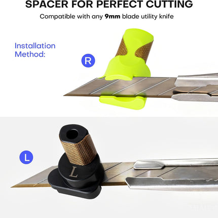 NEWISHTOOL Wrap Tool Cutting Spacer for Film Cut, 1 Pair Left/Right Hand Guide Trimming Edge Freehand Cutting Tool with 2mm/7mm Two Distance Cuts, Built-in Blade Magnet and Scratch-Free PTFE Felt