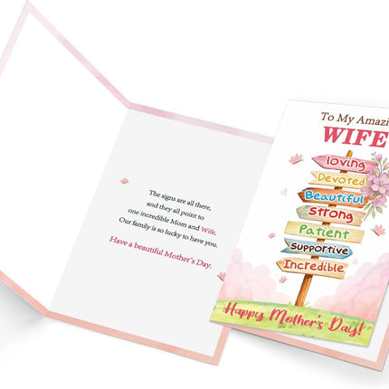Mothers Day Card for Wife, Happy Wife Mother's Day Cards Gifts from Husband