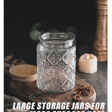 Vintage Glass Jar with Lid, 24oz Food Storage Containers Mason Jars, 2 Pack