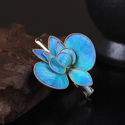 Blue Orchid Hair Clip For Women, Handmade Silk Flower Hair Clip, Hanfu Hair Accessory, Chinese Style Headdress Flowers, Gift For Her