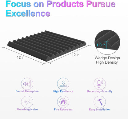 12 Pack Acoustic Foam Panels, 1" X 12" X 12" Sound Proof - photo 3