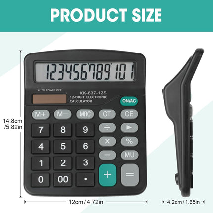4 Pack Calculator Bulk, 12 Digits Calculators Desktop with Large LCD Display and Sensitive Butto, Solar and Battery Dual Power, Desk Calculator