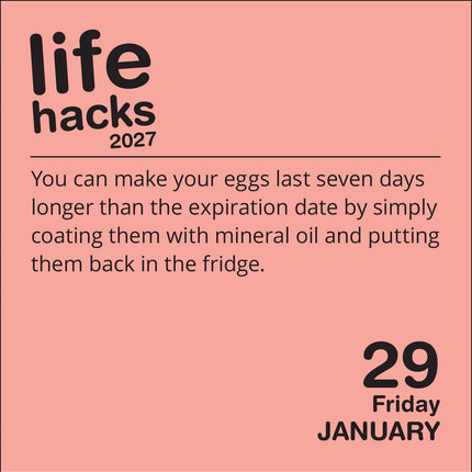 Life Hacks 2027 Day-to-Day Calendar