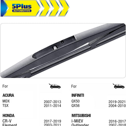 5 PLUS® 12 Inch Rear Wiper Blade Replacement for Honda CRV 2022-2017 Element 11-03/Nissan Murano 2024-2009 Armada 23-05 Pathfinder 12-04 Rear Windshield Wiper Blade(12-B)