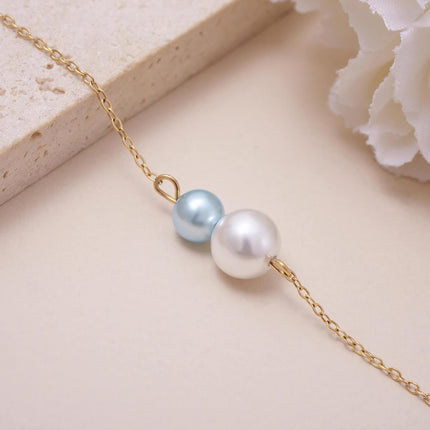 MIXJOY Something Blue Anklet for Bride, Elegant White Blue Pearl Jewelry for Wedding Day, Bridal Shower, Bachelorette Party