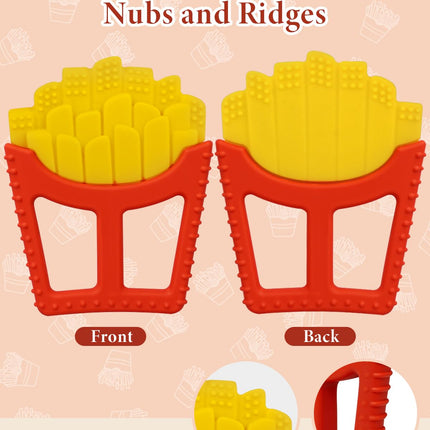 Chuya Infant Teether Baby Toys 0-6 6-12 12-18 Months,French Fries Shape Teething Toy Baby Teething Relief Infant Toys Sensory Toys for Babies Soothes Sore Gums Boys Girls Gift Easy-Grasp