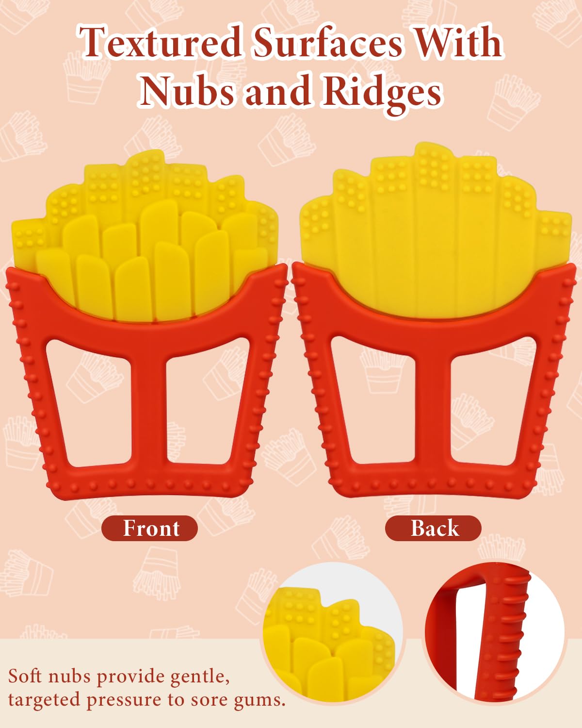 French Fries Silicone Teething Toy for Infants 0-18 Months - photo 3