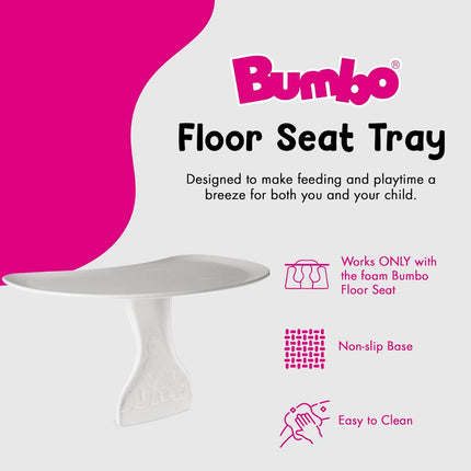 Bumbo Seat Tray Attachment, Baby Infant Child Toddler Floor Seat Eating Tray Activity Play Top Accessory for Boys and Girls 3 to 12 Months Old, White
