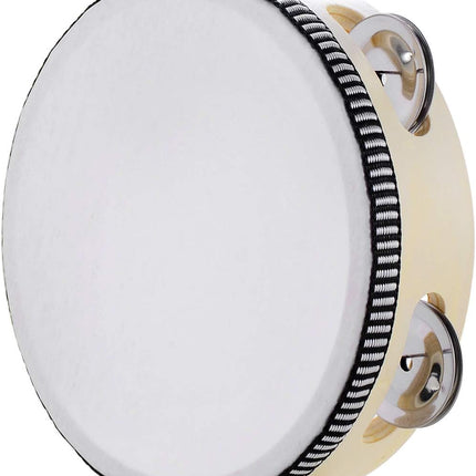 Hand Held Tambourine Drum 6 inch Bell Birch Metal Jingles Percussion Gift Musical Educational Drum Instrument for KTV Party Kids Games (6 inch)