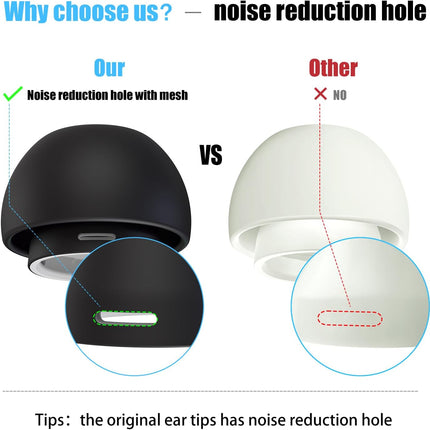 3 Pairs Replacement Ear Tips for AirPods Pro and 2nd Generation with Noise Reduction Hole, Silicone Ear Tips for AirPods Pro with Portable Storage Box and Fits in Charging Case (S/M/L, Black)
