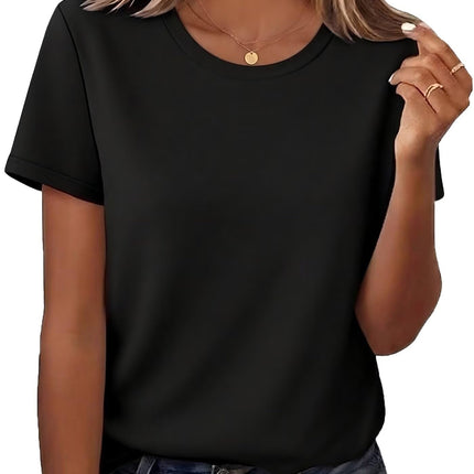 Women's Casual Short Sleeve T-Shirt Crewneck Basic Solid Tee Tops Summer Vacation Blouses