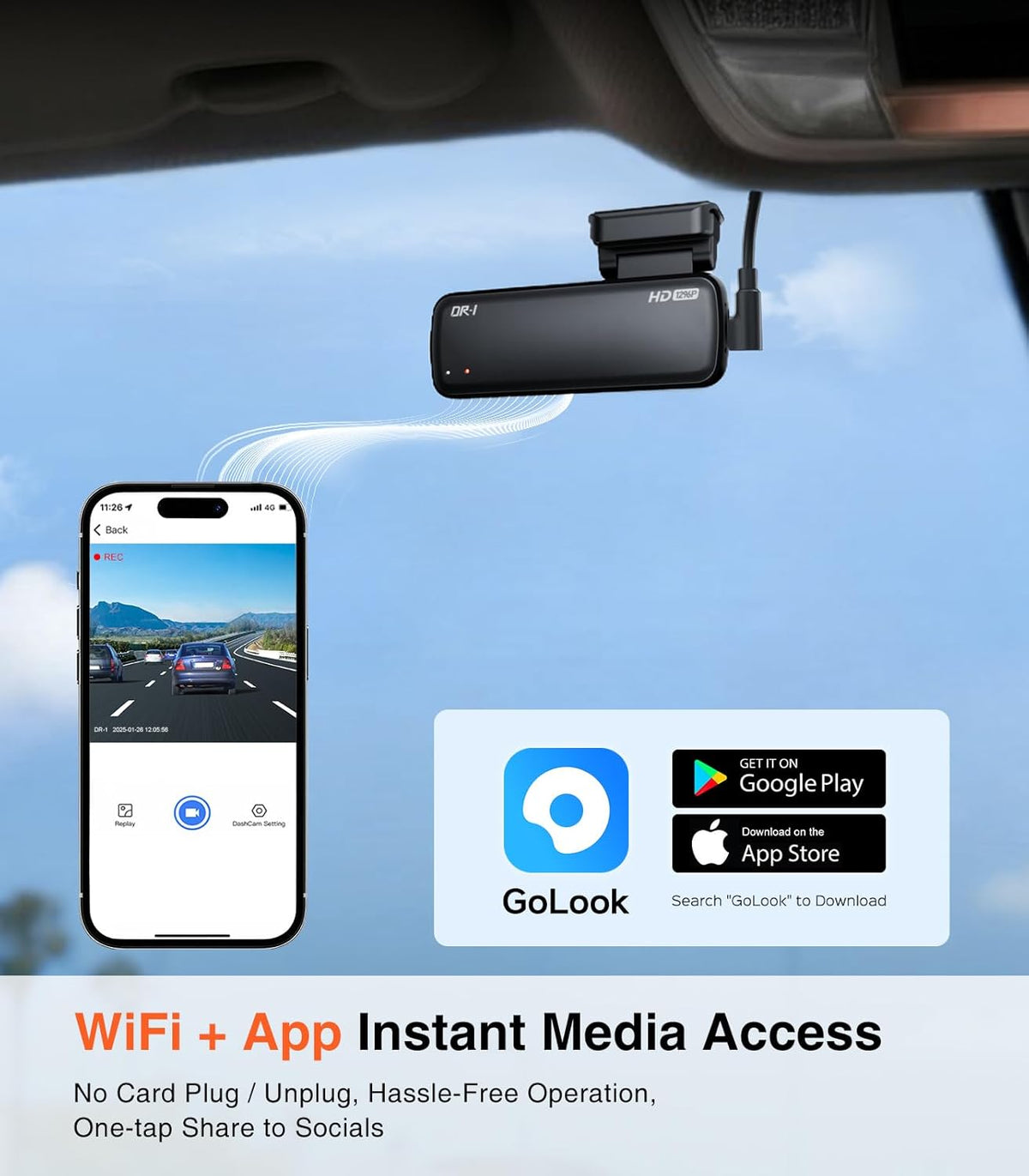 Front Dashcam for Cars, Mini 2K Dash Camera, Dash Cam Built-in WiFi - photo 2