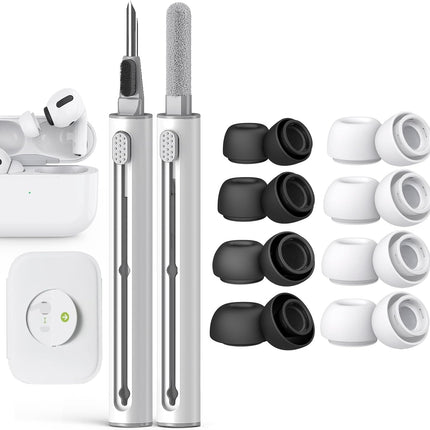 Pohgelan Compatible with AirPods Pro 2nd/1st Generation Replacement Ear Tips,with Noise Reduction Hole & Built-in dust Guard Screen,for USB-C Charging Case with Cleaner kit -4 Sizes(S/M/L)[8-Pair]