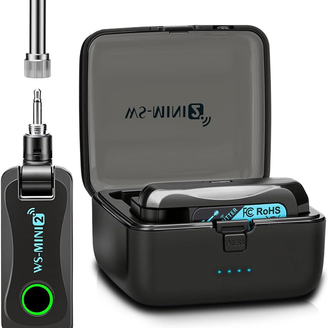 Wireless Guitar System with Charging Case, 2.4GHz Low Latency Digital Signal Transmitter Receiver Set for Electric
