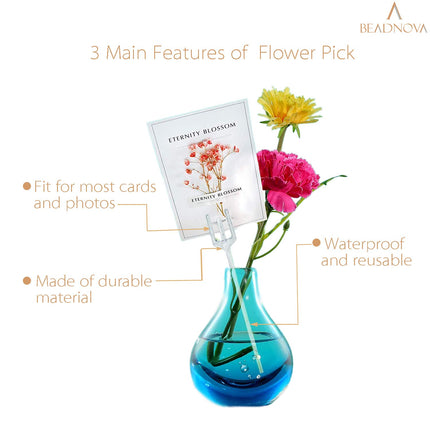 Floral Pick Card Holder 50pcs 9inch Plastic Straight Head Flower Pick Card Holder for Floral Arrangement Bouquet Wedding Decoration (Fork Shape Head)