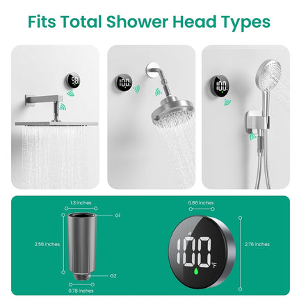 Longriver MX08 Shower Temperature Display, Shower Thermometer with Hydro Powered Sensor, Digital Water Temperature Monitor, Large Adjustable Display, IPX7 Waterproof for Bathroom, °F /°C Switchable