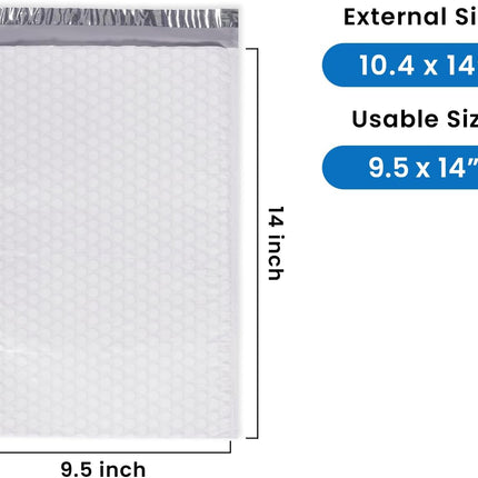 SMART MATTER Poly Bubble Mailer 9.5x14" (Usable Size) | 25 Pcs White Bubble Mailers | Opaque Design, Water Resistant, Self Seal, Durable Bubble Packaging Envelopes for Small Business, Online Sellers