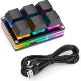 Black and White USB Mini 6-Key Mechanical Gaming Keypad with RGB LED