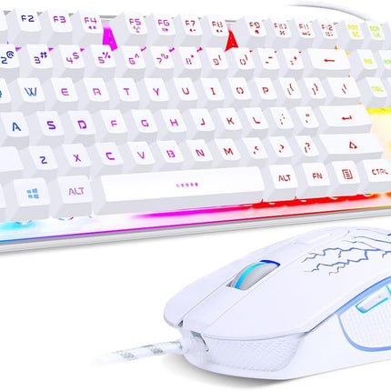 White RGB LED Backlit Gaming Keyboard and Mouse Combo for PC/Laptop