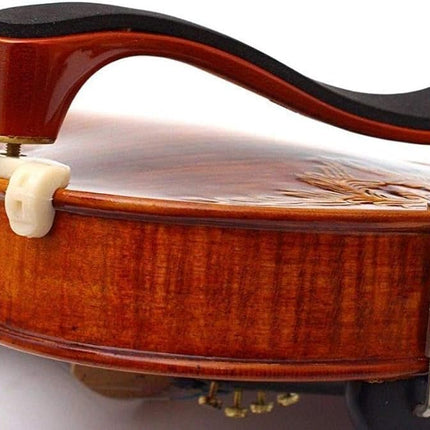 AKLOT Violin Shoulder Rest 4/4 & 3/4: Made of solid white pine, Burgundy Tiger Stripe Finish, Thick Breathable Sponge, Silicone Clamps Won’t Damage Varnish, Ergonomic Design (03）