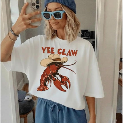 Yee Claw Comfort Color Shirt, Lobster Yee Claw Shirt, Funny Lobster Shirt, Western Beach Top Amalfi Coast Trip, Tomato Girl Summer