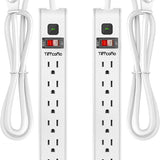 Surge Protector Power Strip, 6 Feet Extension Cord, 600 Joules Surge Protection, Multiple Protection 6 Outlet Strip, 14 AWG Cord, 15A/1875W, ETL Listed, 2 Packs