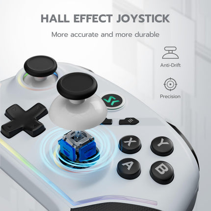 ISHAKO Wireless Gaming Controller with Hall Effect Joysticks&Triggers, 1200mAh Battery, 1000Hz Polling Rate, 4 Back Buttons, RGB Lighting – Works with PC Windows/Mac/Steam/Luna/Tesla/Switch- White