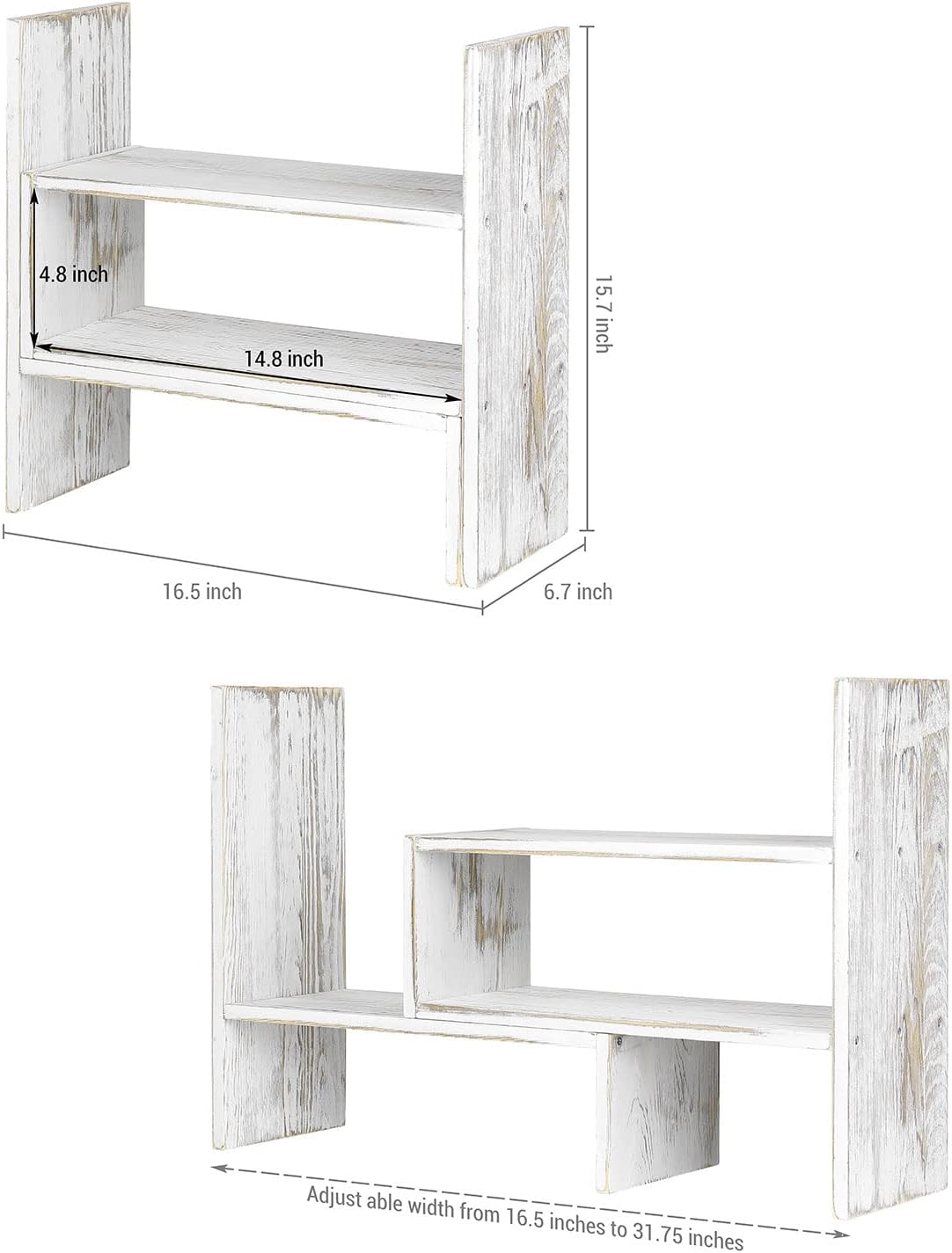 Adjustable Dark Brown Solid Wood Desktop Storage Organizer Display Shelf Book Rack - photo 2