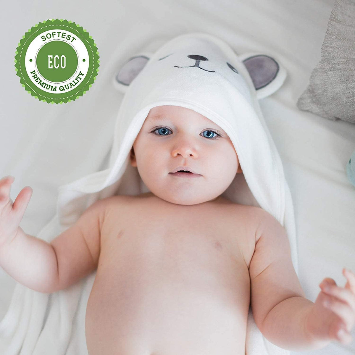 Bear Ear Hooded Baby Towel, Rayon Made from Bamboo, 30 x 30 Inch - photo 2