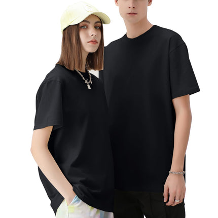 Men's Cotton T-Shirts Oversized Unisex Short Sleeve Crew Neck Loose Basic Tops Solid Athletic Tee
