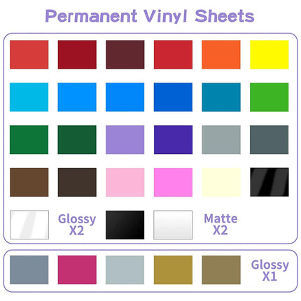 65 Pack Permanent Vinyl, Self Adhesive Vinyl Sheets for Cutting Machine, Permanent Outdoor Sheets for Party Decoration, Sticker, DIY Mug, Car Decal