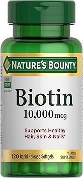 Nature's Bounty Biotin 10000 mcg Hair Skin Nails Softgels 120ct bottle