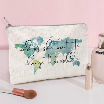 LICOBG Graduation Gift For Her, Makeup Bag Gift, Graduation Gift, Daughter Gift, Sister Gift, World Map Bag, Roommate Gift