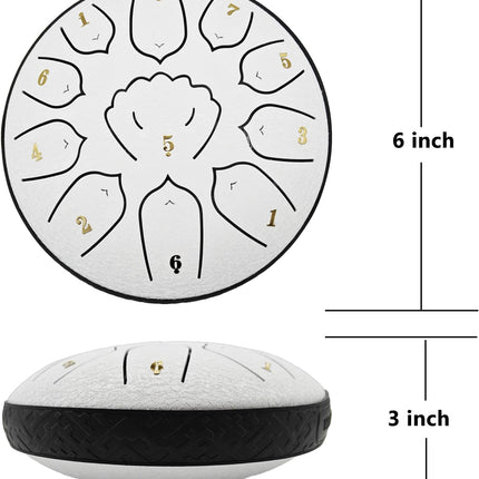 Rain Drum for Outside Garden, 6 Inch 11 Notes Steel Tongue Drum, Meditation Yoga Relaxation Percussion Instrument, Easy to Play Musical Gift, Creative Gift Idea Adults Beginners (Cloud White)