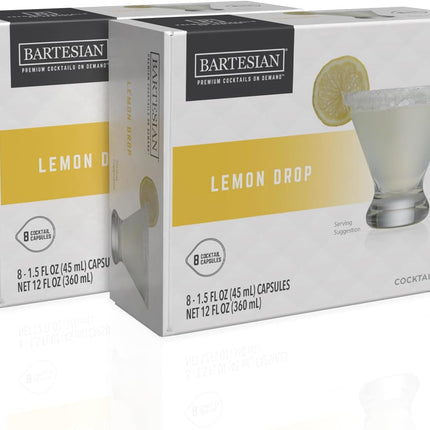 Bartesian 16-Pack Lemon Drop Mixer Capsules for Cocktail Machine – Home Bar Mixology Cocktails Mix Pod Capsule Set to Use with the Bartesian Cocktail Drink Maker Machine