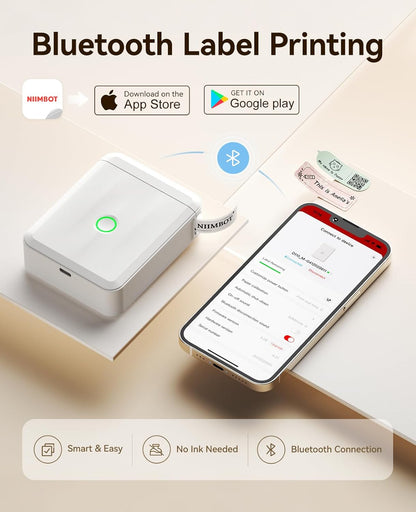 White Bluetooth Thermal Label Maker Machine with 1 Label Tape - photo 5