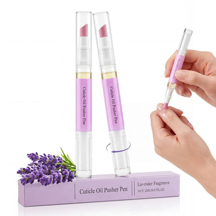 2 Pcs 2-in-1 Cuticle Remover Pen, Ceramic Cuticle Oil Pusher for Hangnails & Dry Damaged Nails, Nail Care Tool to Repair, Nourish, Moisturize & Brighten Nails