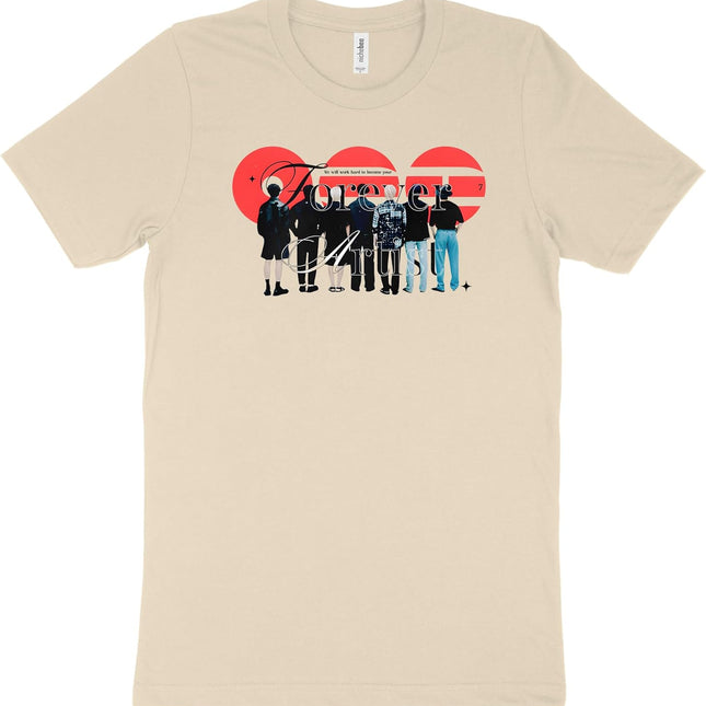 Forever Artist Graphic T-Shirt - Seven Members Silhouette Aesthetic Tee - X-Large Natural
