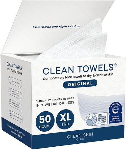 Clean Skin Club Clean Towels XL — 100% USDA Biobased Disposa