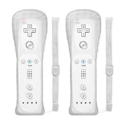 ADHJIE Wii Remote Controller, 2 Packs Wireless Controller Compatible with Wii/Wii U with Wrist Strap & Silicone Case, White