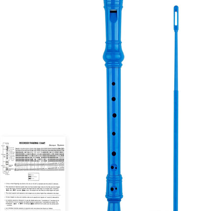 8-Hole Soprano Descant Recorder Baroque Style Kids Music Flute with Cleaning Rod & Case Bag for School Student Home Entertainment - Royal Blue
