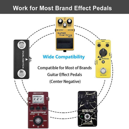 DC 9V 500mA Guitar Pedal Power Supply Adapter AC Wall Charger Adapter One Spot 5.5mmX2.1mm Compatible for Most Effect Pedals (Tip Negative)